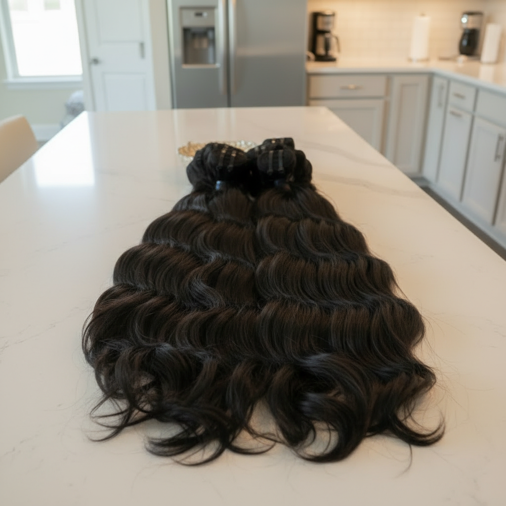 PERU RAW HAIR - 3 BUNDLE SET - CUSTOM MADE (5OZ BUNDLES) XLIII X-T3N5ON